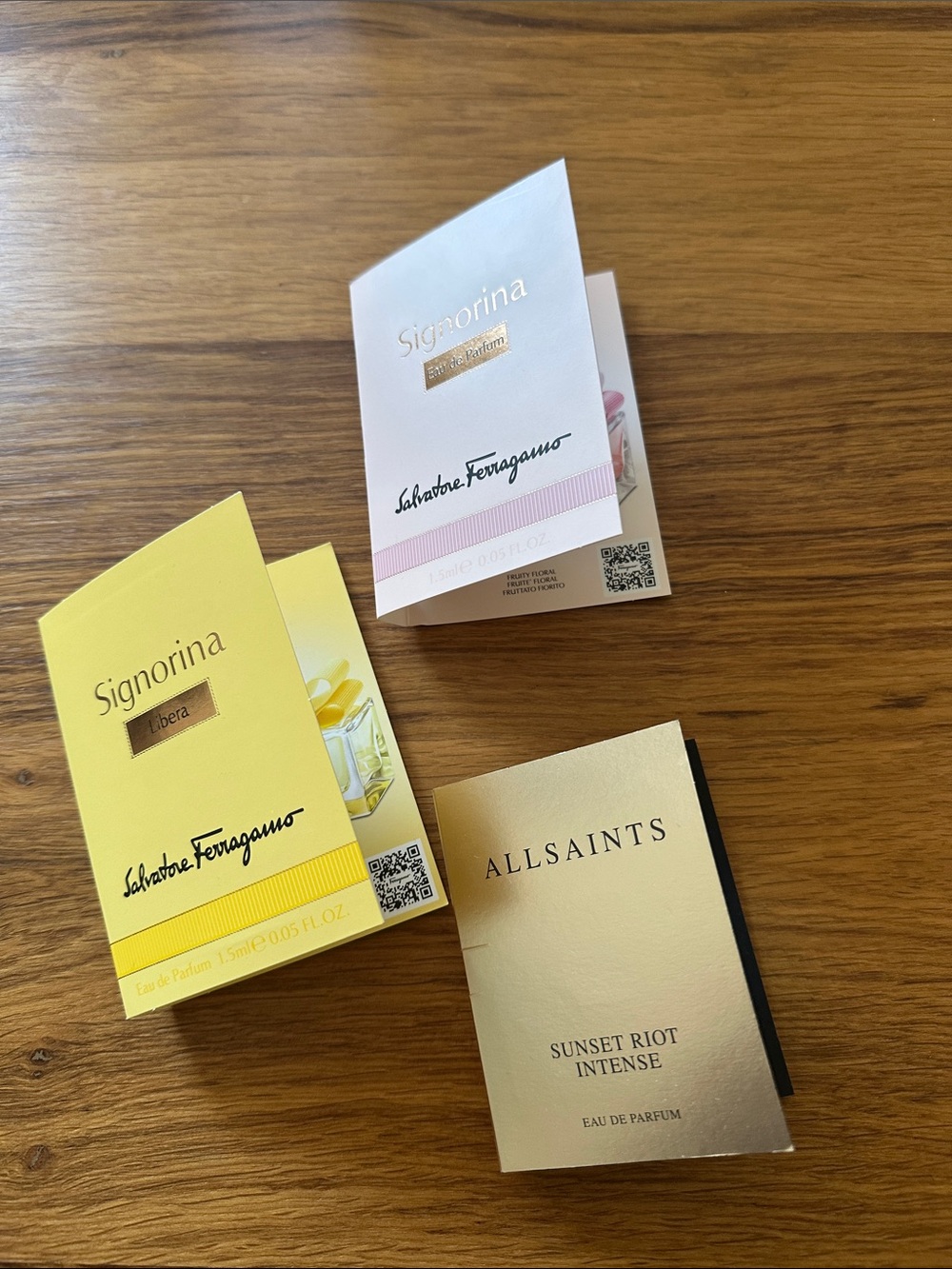 Salvatore ferragamo signorina Libera eau de parfum All Saints sunset riot sample